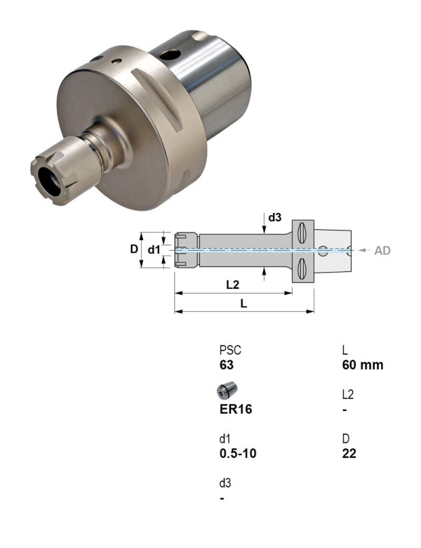Picture of Canela Tool 18.455.063.16/100 C6 Collet Chuck ER16
